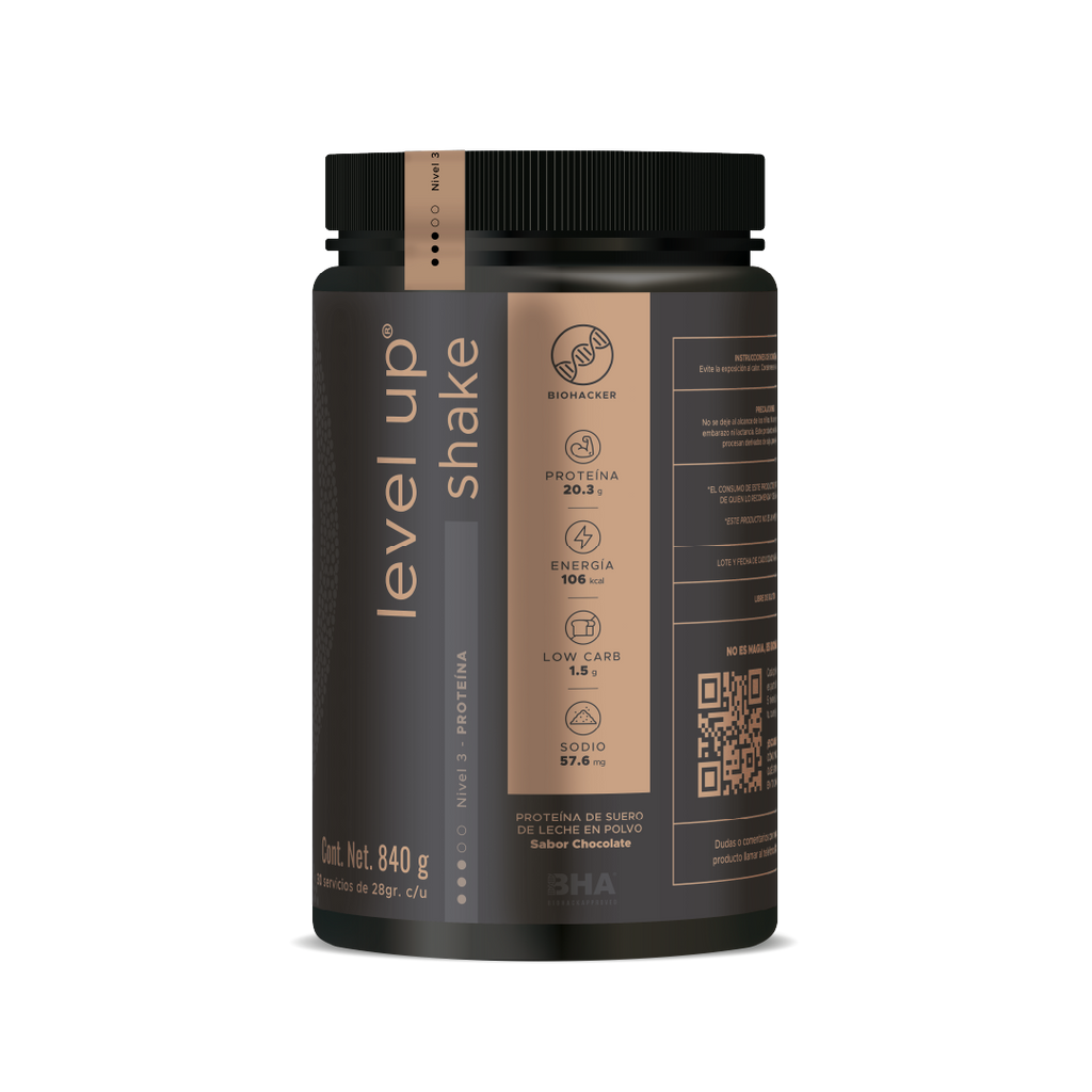 Level-Up Shake: Proteína y energía en cada porción, con sabor a chocolate 840g