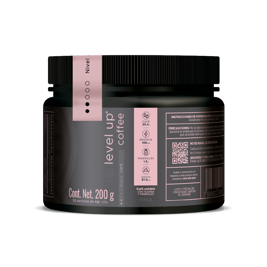 Level-Up Coffee: Energía natural con minerales y Teanina 200grs