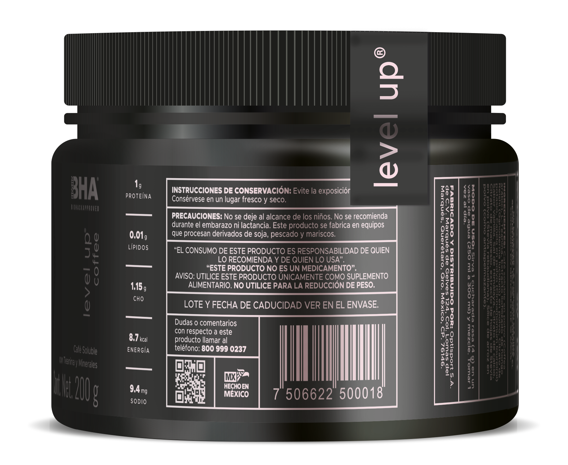 Level-Up Coffee: Energía natural con minerales y Teanina 200grs