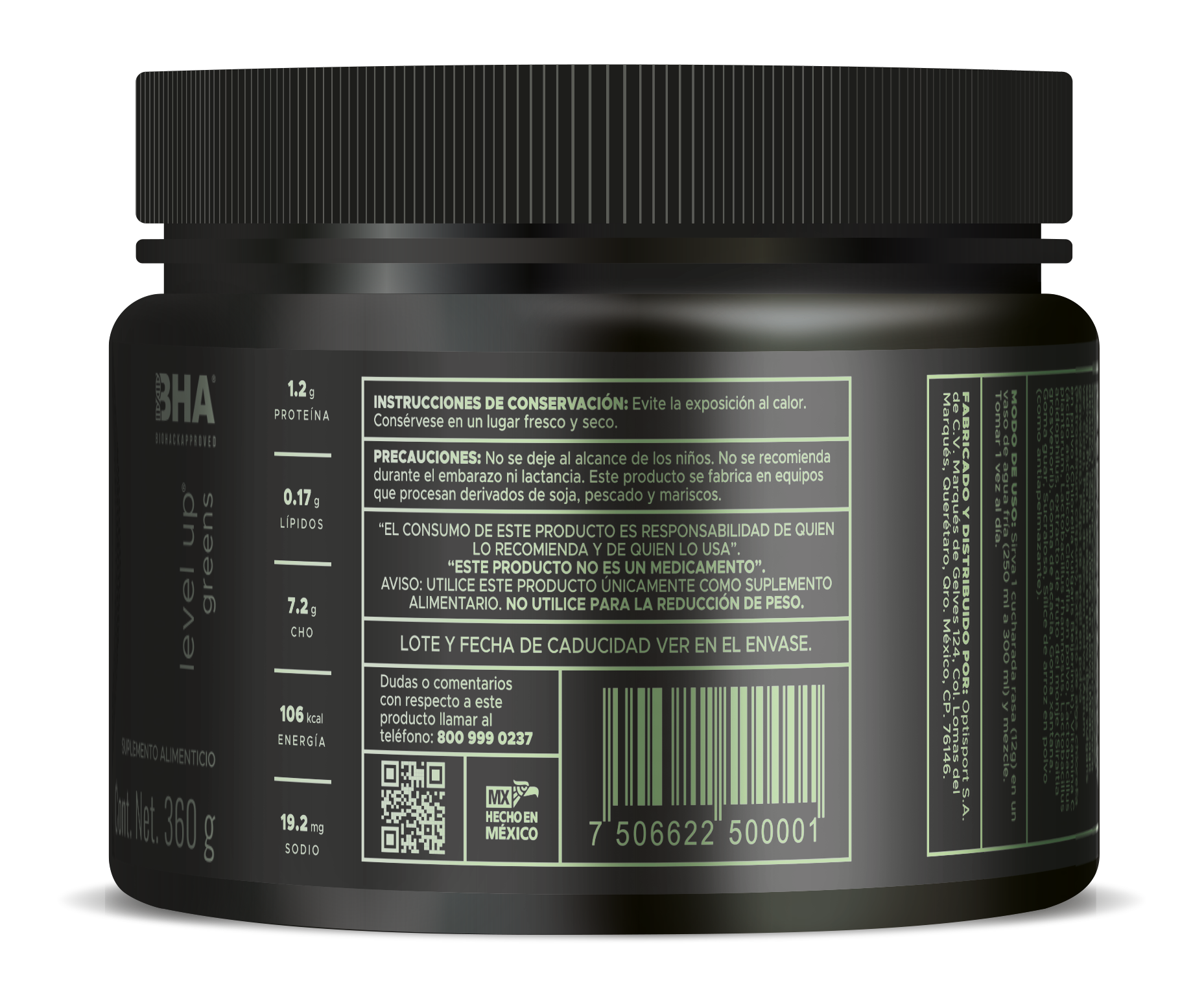 Level-Up Greens 360 grs.