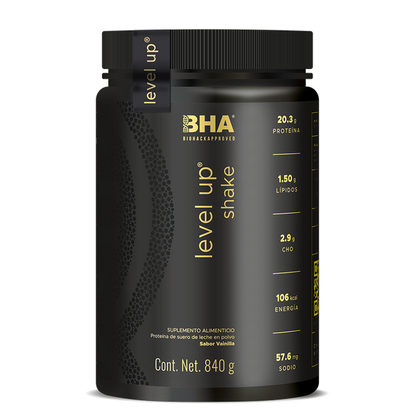 Level-Up Shake Vainilla: Proteína y energía con sabor suave y delicioso 840g