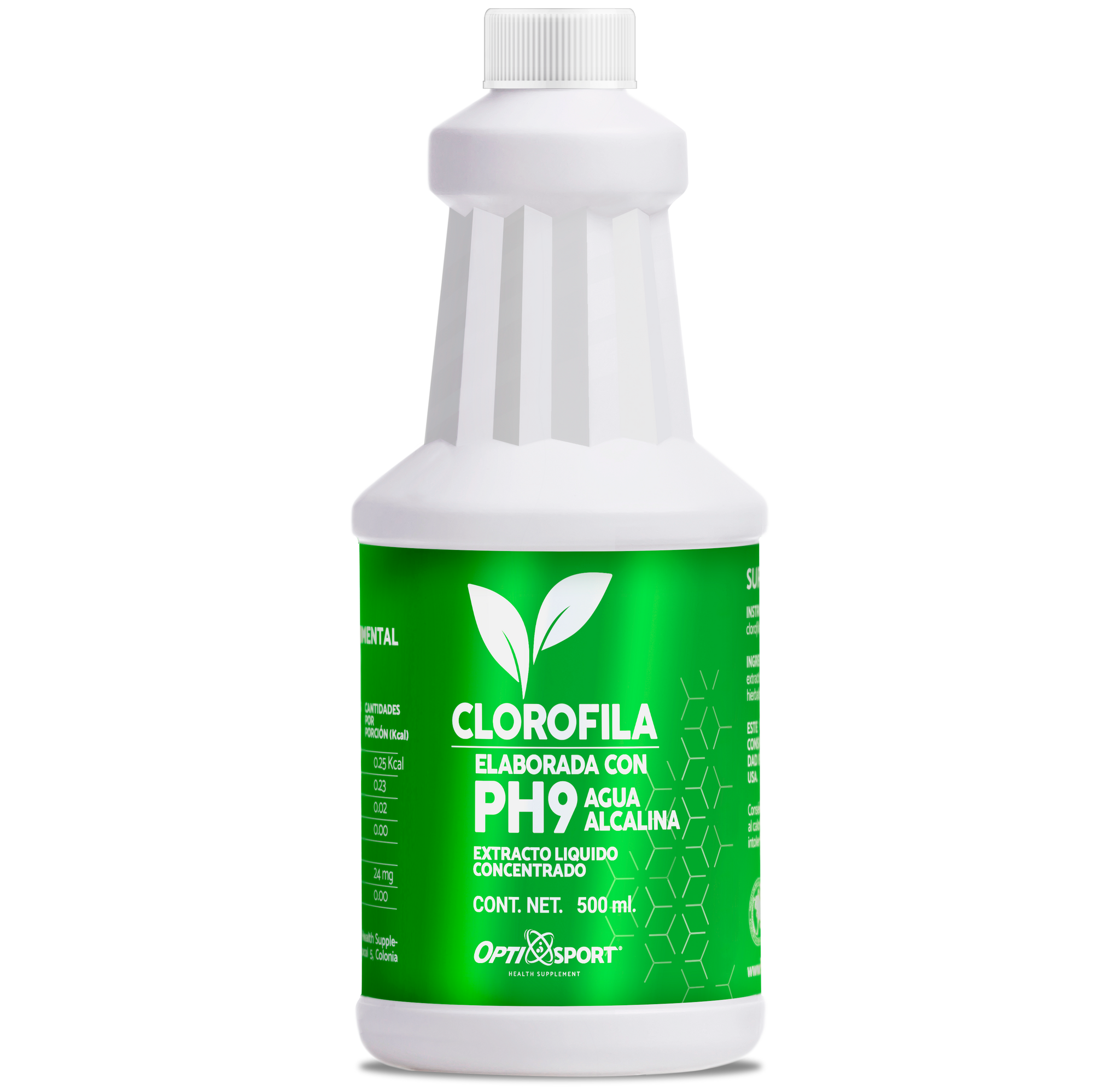 6 Clorofilas Líquidas Concentradas Adicionadas con PH9 (Agua Alcalina) | Ligero toque sabor Menta | 500 ml de Concentrado Líquido de Clorofila