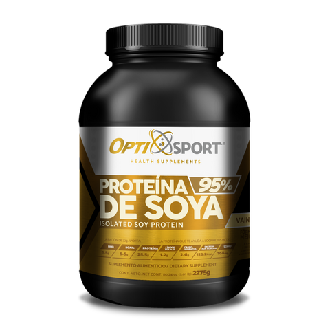 SOYA95 OptiSport Proteína de Soya +HMB + BCAAs, que NO Inflama, 25.5 g de proteína por servicio, 39 servicios | Sabor Vainilla | Bote con 1250 gr | Suplemento en Polvo | Proteína de Soya