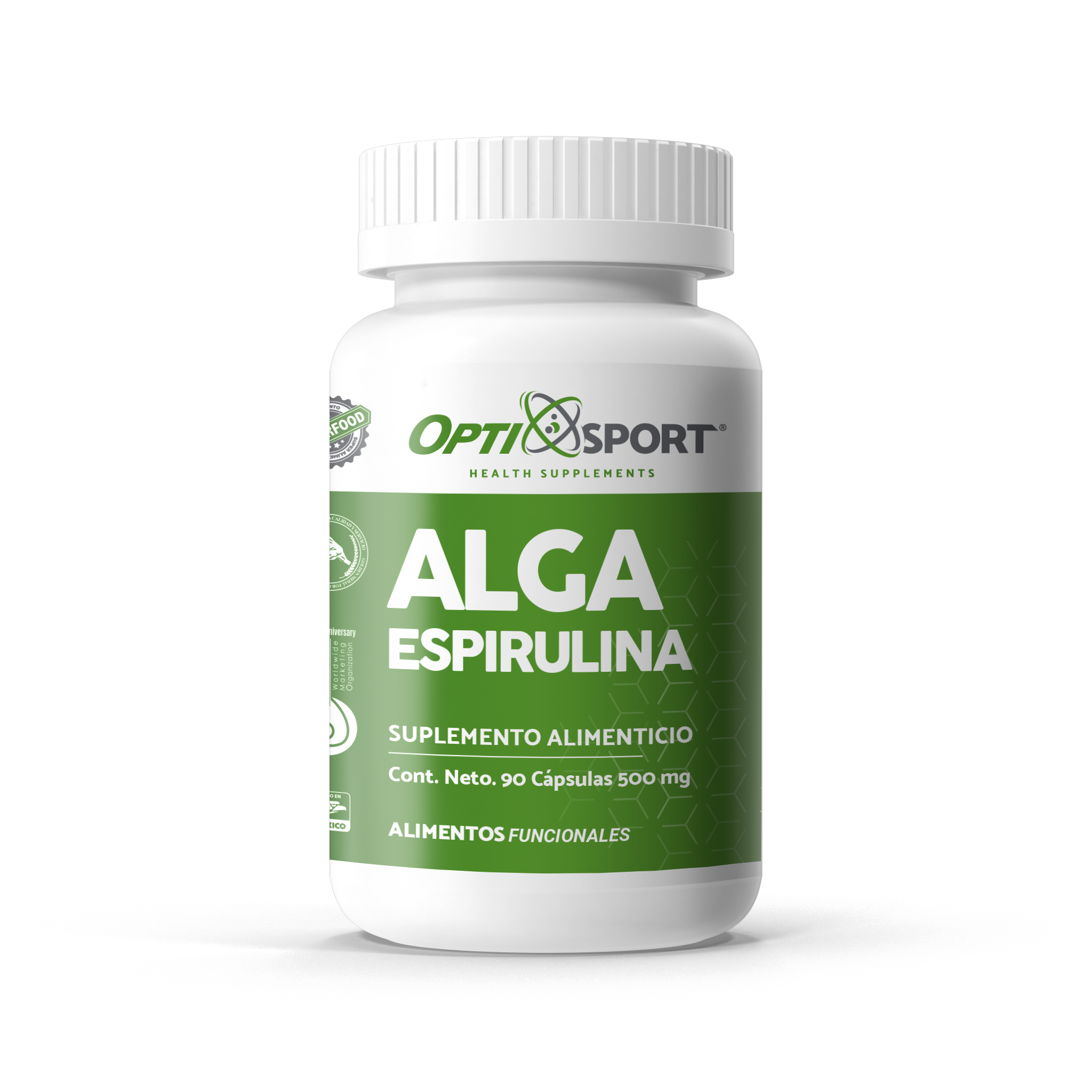 Cápsulas de Alga Espirulina | Alimentos Funcionales | Super Foods | Envase con 90 cápsulas de 500 mg c/u
